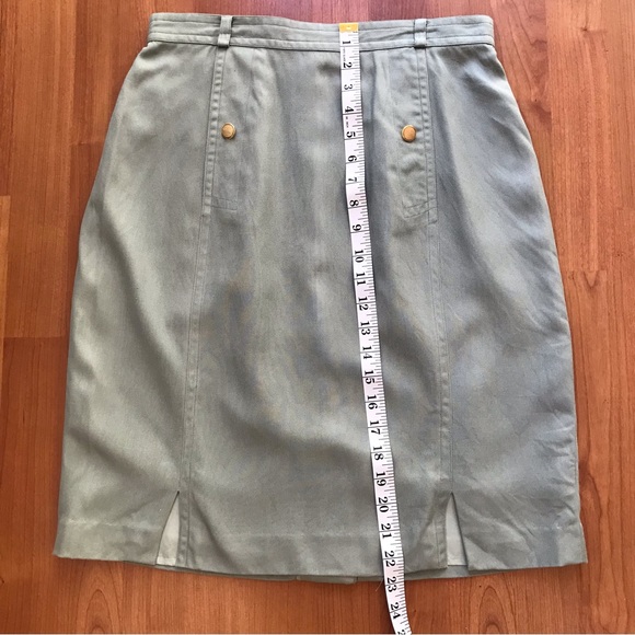 APERITIVE by WERNER | Vintage Tailored 100% Silk Green Mini Skirt Size 10 - Picture 15 of 15